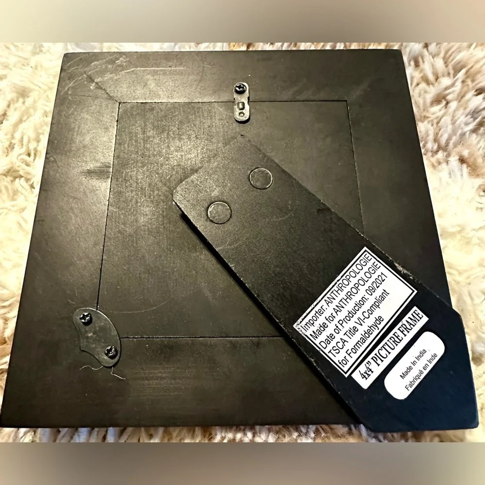Anthropologie Mosaic Tile 4x4 Picture Frames — Set of 2, Black/White/Gold, NWT